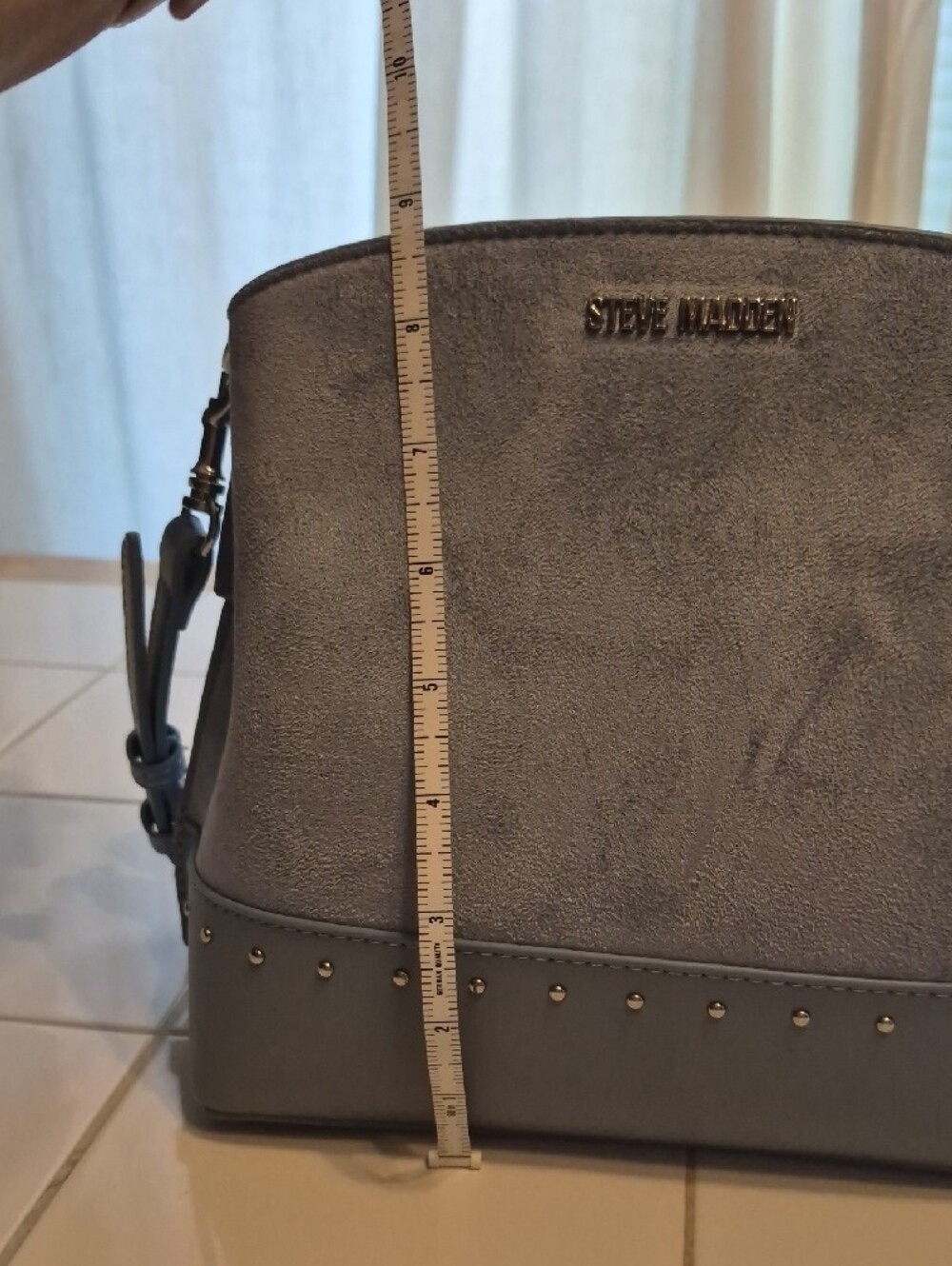 Steve Madden Light Blue/Gray Suede-Trim Crossbody Bag - Picture 5 of 7